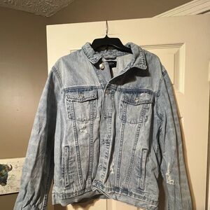 Pacsun distressed light wash denim jacket size L